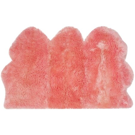 Flowers First 3 x 5 ft. Sheep Skin Natural Sheep Skin Made within Acid Dying Rug, Solid Pink - Small Rectangle FL1909647